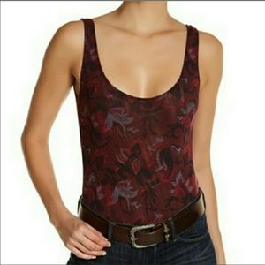 NWT Free People burgundy paisley Bodysuit